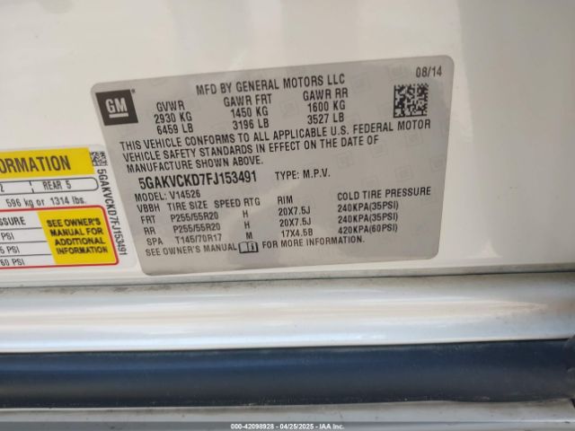 5GAKVCKD7FJ153491 Buick Enclave Premium