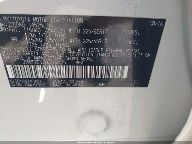 JTMZFREV0HJ102435 Toyota RAV4 LE