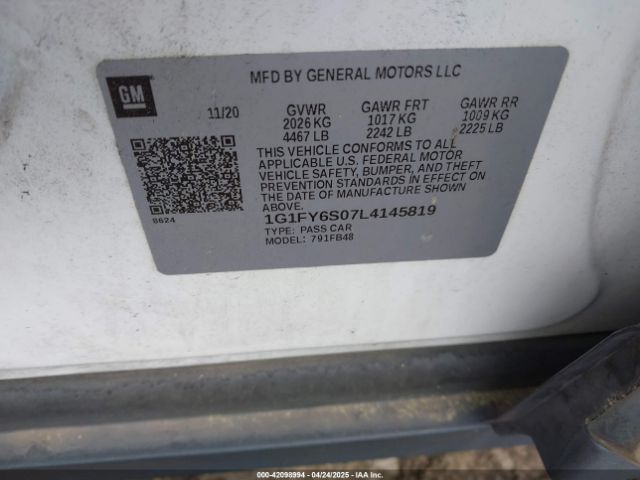 1G1FY6S07L4145819 Chevrolet Bolt Ev Fwd Lt