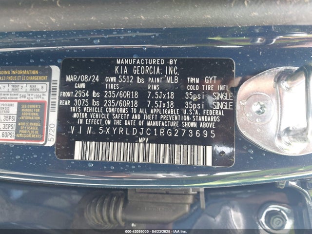 5XYRLDJC1RG273695 KIA gdi theta-iii