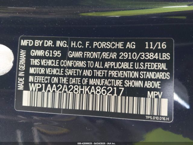 WP1AA2A28HKA86217 Porsche Cayenne Platinum Edition