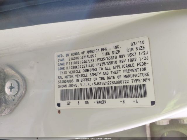 2011 ACURA RDX 5J8TB2H22BA000122 Photo 8