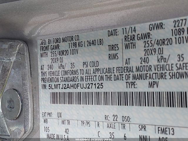 5LMTJ2AH0FUJ27125 Lincoln MKC