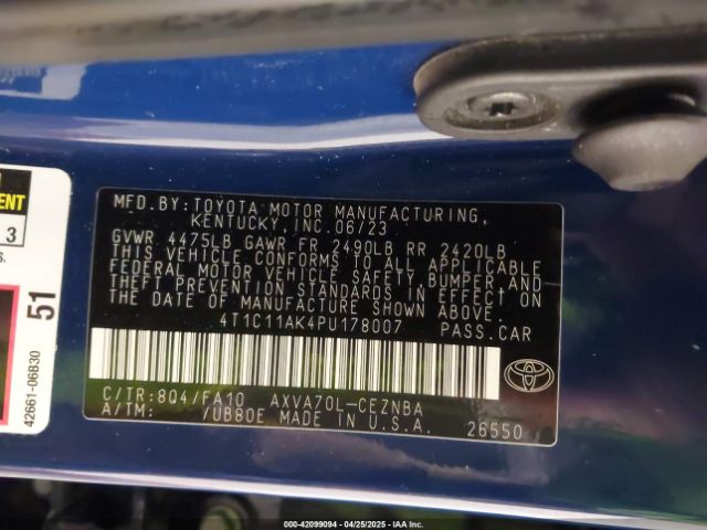 4T1C11AK4PU178007 Toyota CAMRY LE
