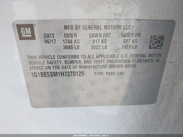 1G1BE5SM1H7270129 Chevrolet Cruze Lt Auto