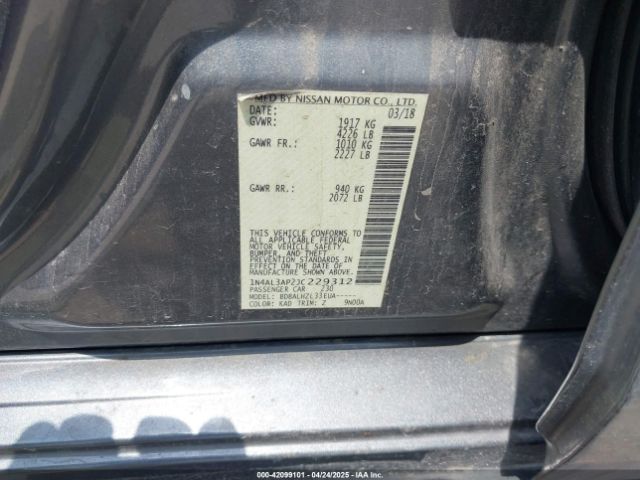1N4AL3AP2JC229312 Nissan Altima 2.5 Sr