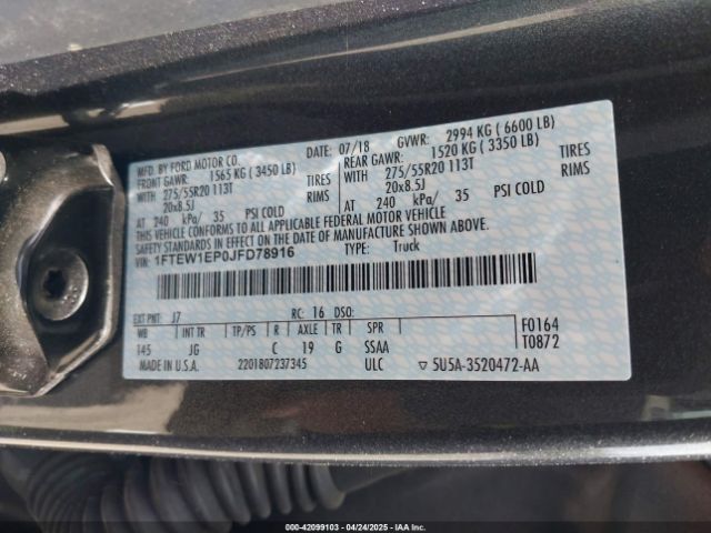 1FTEW1EP0JFD78916 Ford F-150 Xl