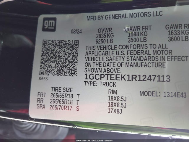 1GCPTEEK1R1247113 Chevrolet Colorado 4wd Trail Boss