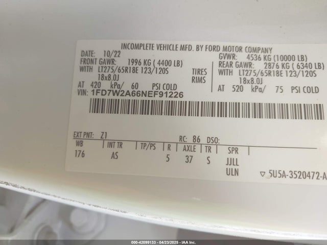 1FD7W2A66NEF91226 Ford F-250 Xl