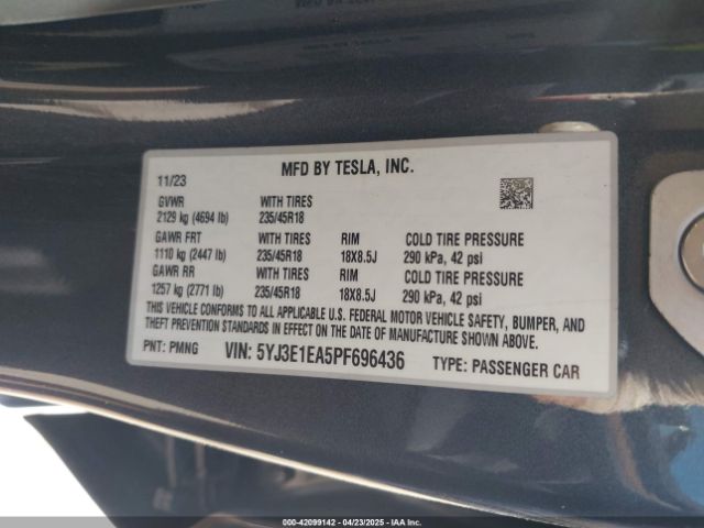 2023 TESLA MODEL 3 5YJ3E1EA5PF696436 Photo 8
