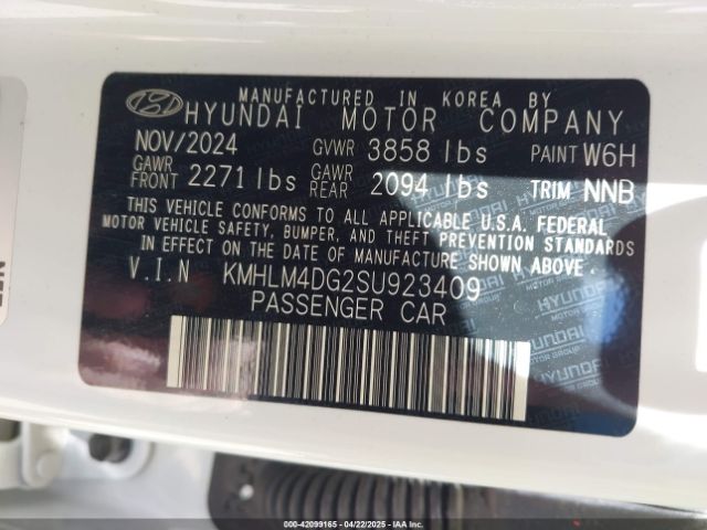 KMHLM4DG2SU923409 Hyundai Elantra Sel Sport