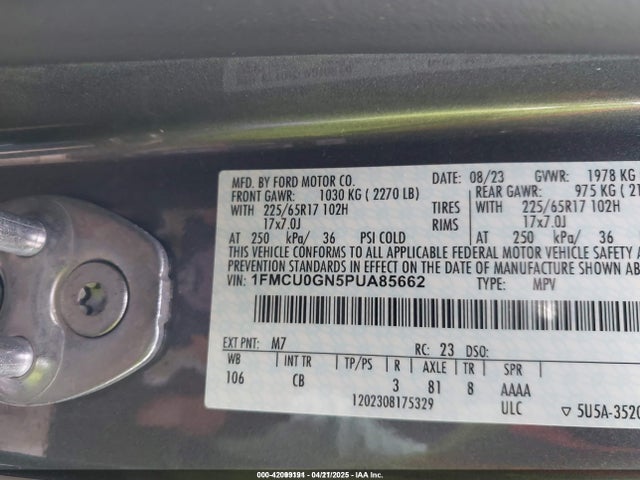 1FMCU0GN5PUA85662 Ford Escape Active