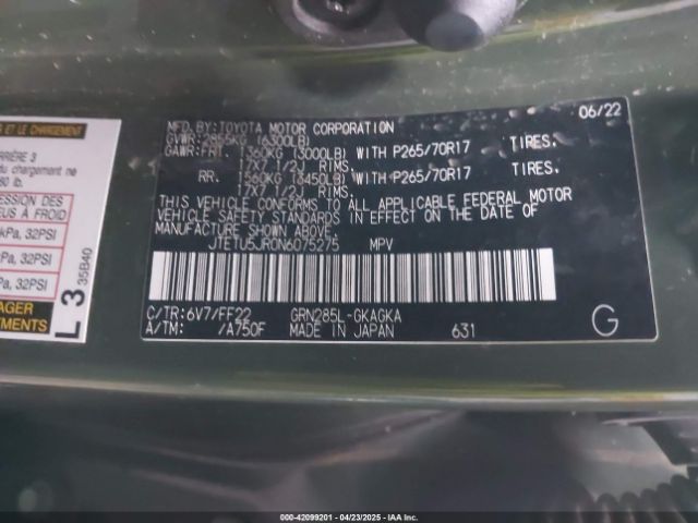 JTETU5JR0N6075275 Toyota 4runner Trail Special Edition