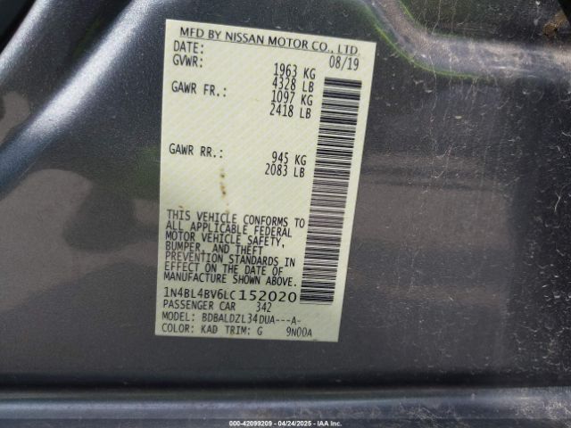 1N4BL4BV6LC152020 Nissan Altima S Fwd