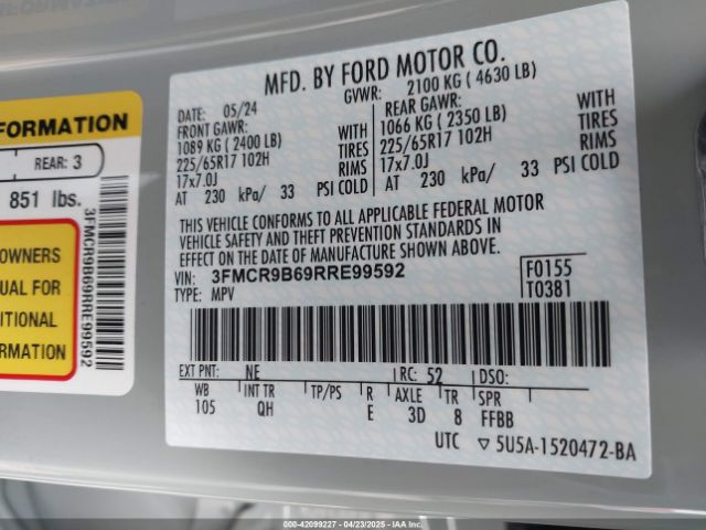 3FMCR9B69RRE99592 Ford Bronco Sport Big Bend