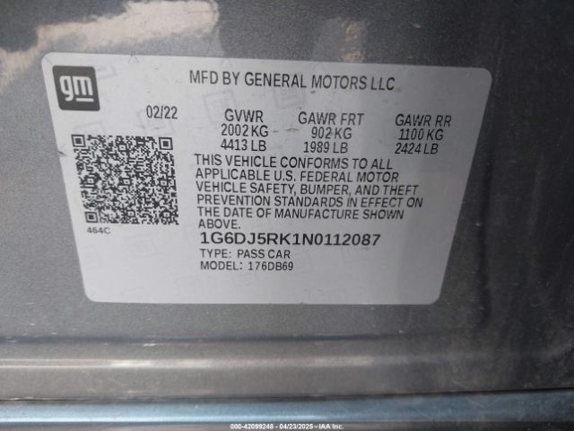 2022 CADILLAC CT4 1G6DJ5RK1N0112087 Photo 8