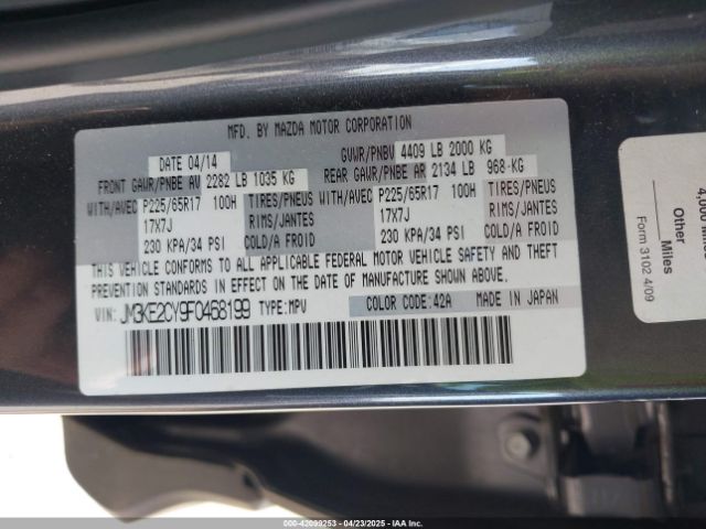 JM3KE2CY9F0468199 Mazda Cx-5 Touring