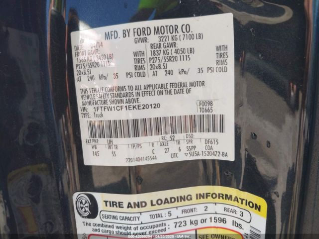 1FTFW1CF1EKE20120 Ford F-150 Stx