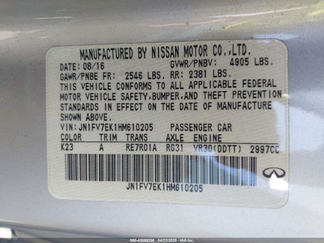 JN1FV7EK1HM610205 Infiniti Q60 3.0t Red Sport 400