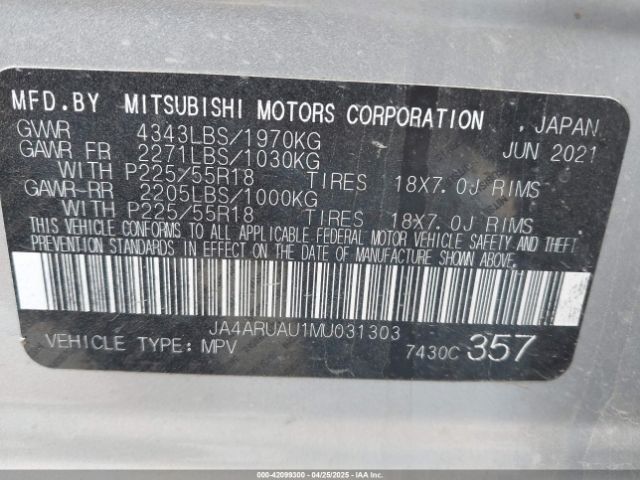 2021 MITSUBISHI OUTLANDER SPORT JA4ARUAU1MU031303 Photo 8