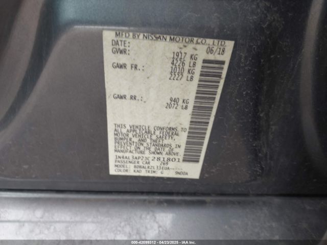1N4AL3AP2JC281801 Nissan Altima 2.5 Sl