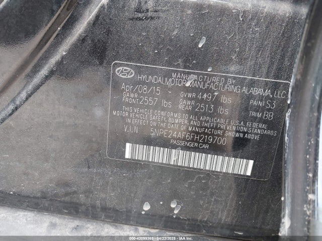 5NPE24AF6FH219700 Hyundai SONATA SE