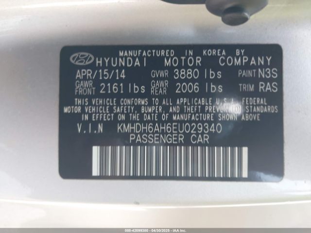 KMHDH6AH6EU029340 Hyundai Elantra