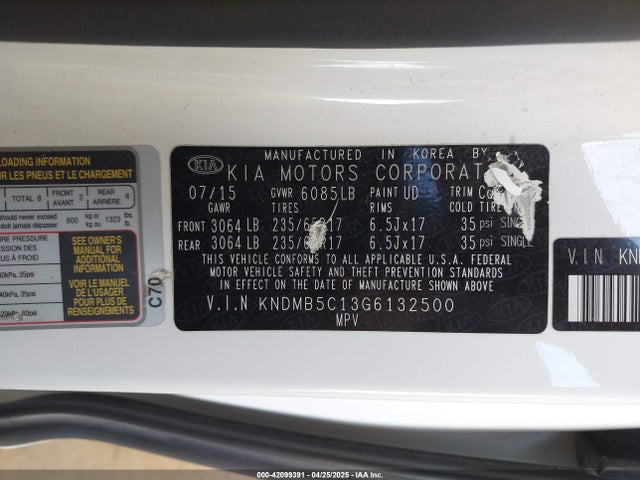 KNDMB5C13G6132500 KIA dohc gdi lambda ii