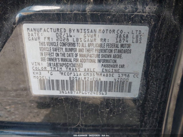 3N1AB7AP6GY240563 Nissan SENTRA SR