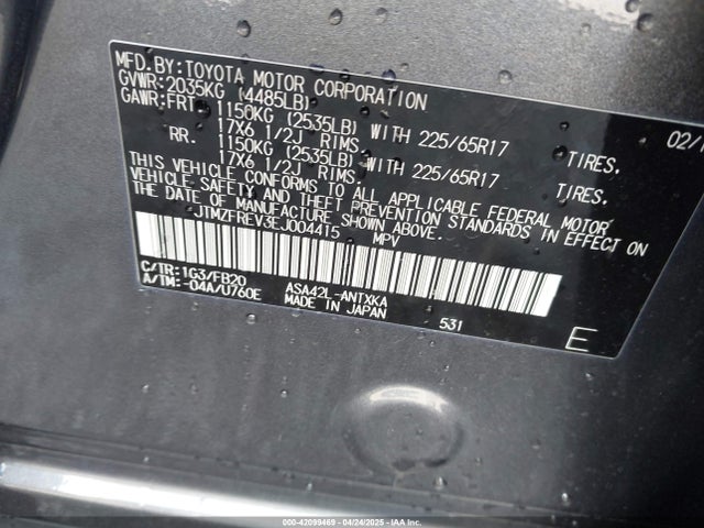 JTMZFREV3EJ004415 Toyota RAV4 LE