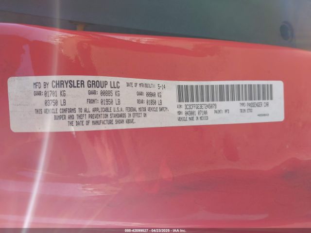 3C3CFFGE3ET245079 Fiat 500E BATTERY ELECTRIC