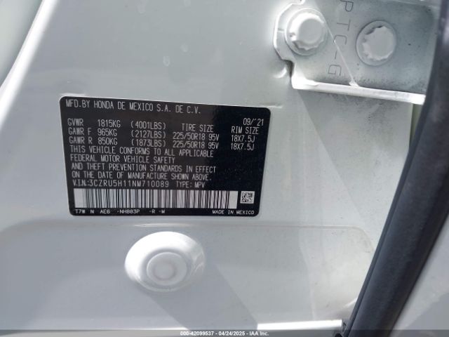 3CZRU5H11NM710089 Honda Hr-v 2wd Sport