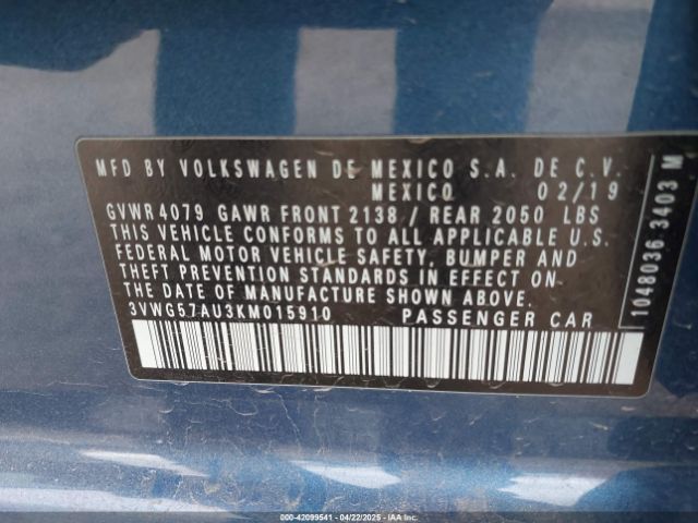 3VWG57AU3KM015910 Volkswagen Golf 1.4t S/1.4t Se
