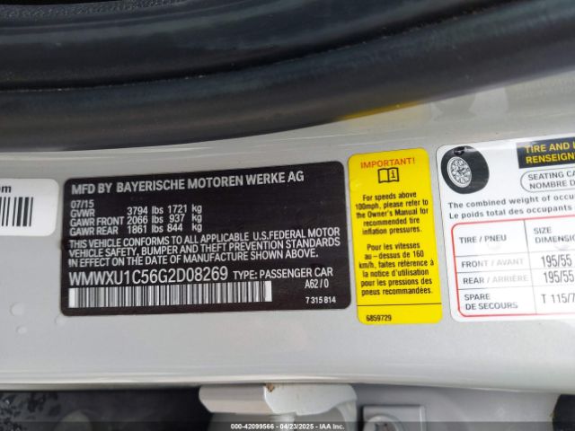 WMWXU1C56G2D08269 Mini Hardtop Cooper