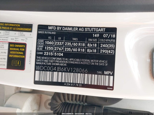 WDC0G4JB6KV128066 Mercedes-Benz GLC 300