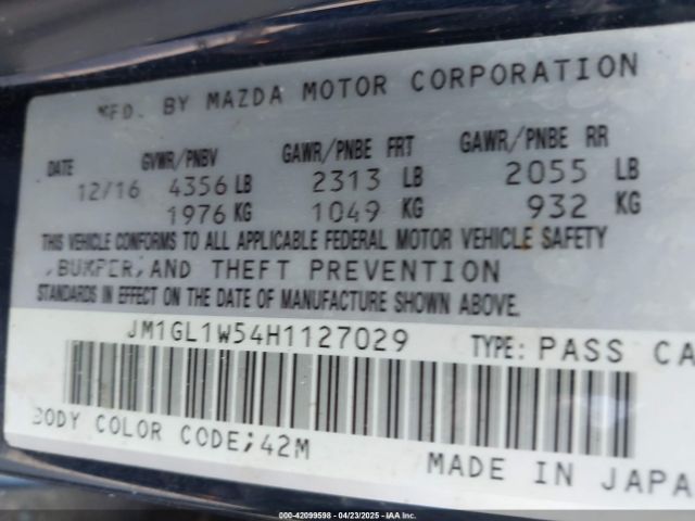 JM1GL1W54H1127029 Mazda Mazda6 Grand Touring