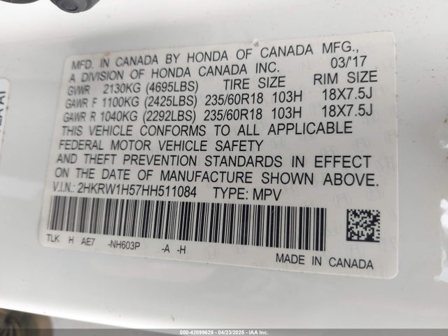2HKRW1H57HH511084 Honda CR-V EX