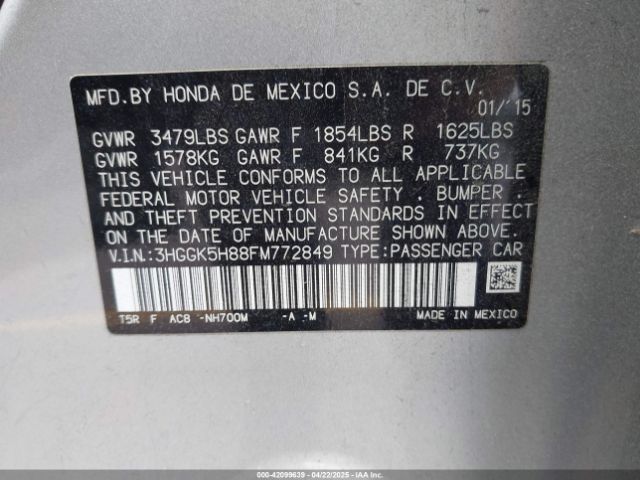 3HGGK5H88FM772849 Honda Fit Ex/ex-l