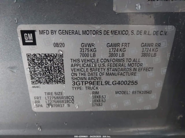 3GTP9EEL9LG400255 GMC l87 - di dfm, alum, gen 5