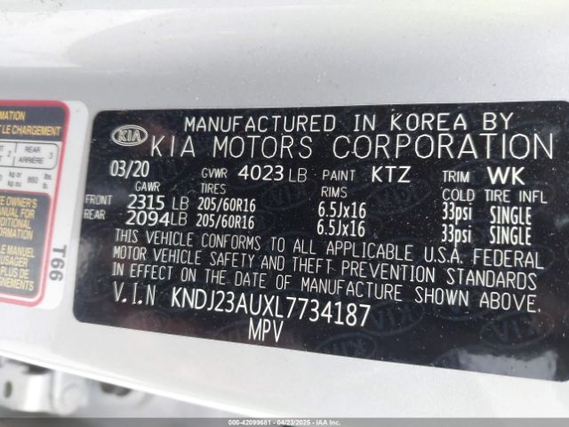 KNDJ23AUXL7734187 KIA SOUL LX