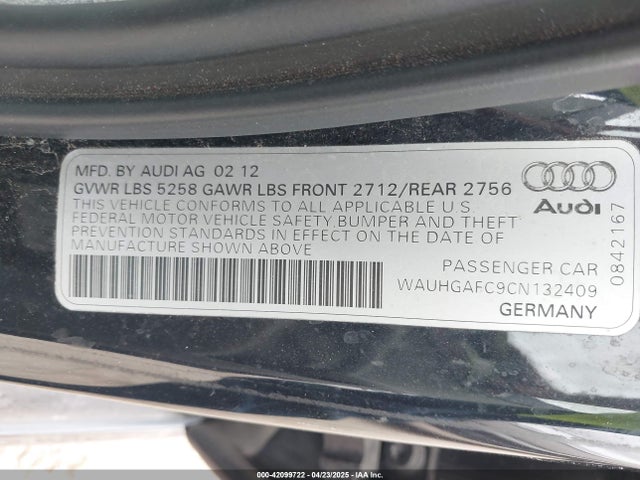 2012 AUDI A6 WAUHGAFC9CN132409 Photo 8
