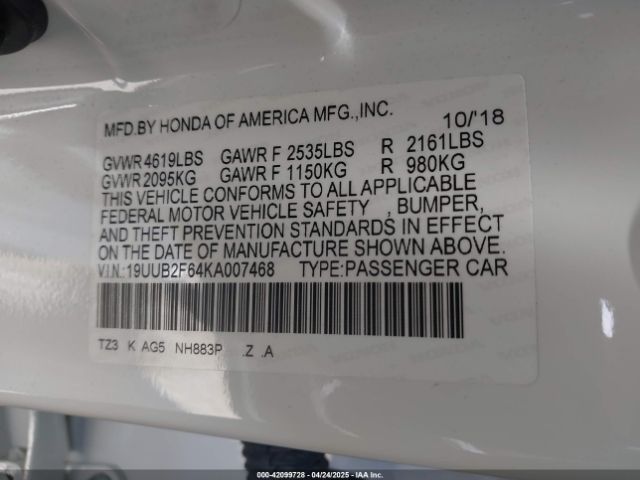 19UUB2F64KA007468 Acura Tlx Tech   A-spec Pkgs