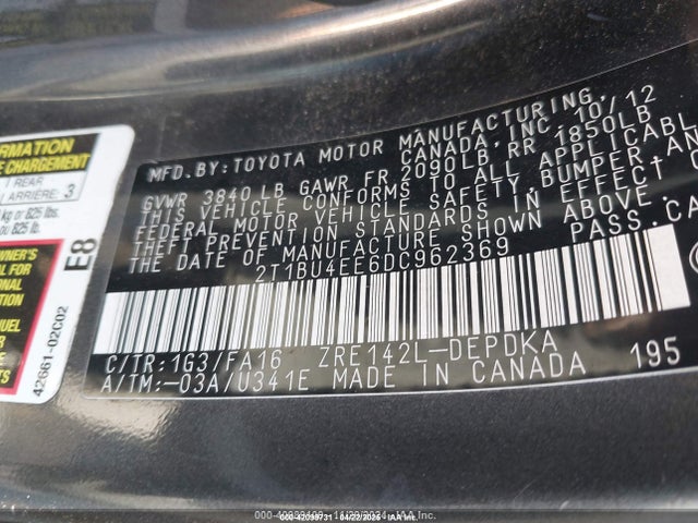 Продаж на аукціоні авто 2013 Toyota Corolla L, vin: 2T1BU4EE6DC962369, номер лоту: 42099731