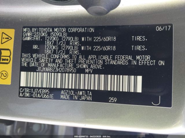 JTJYARBZ3H2078950 Lexus Nx 200t F Sport