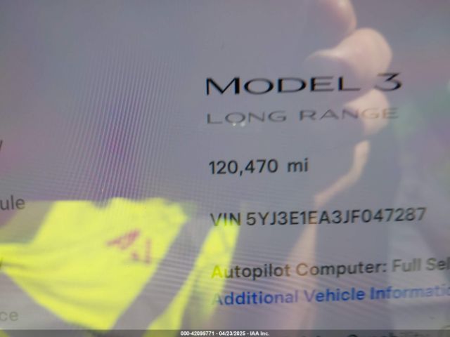5YJ3E1EA3JF047287 Tesla Model 3 Long Range/mid Range