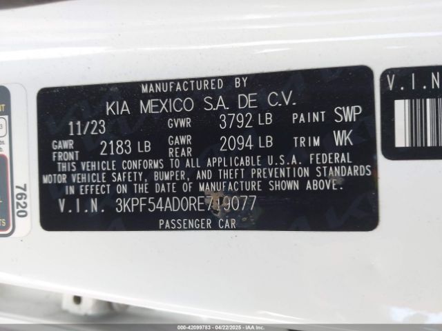 3KPF54AD0RE719077 KIA Forte Gt-line
