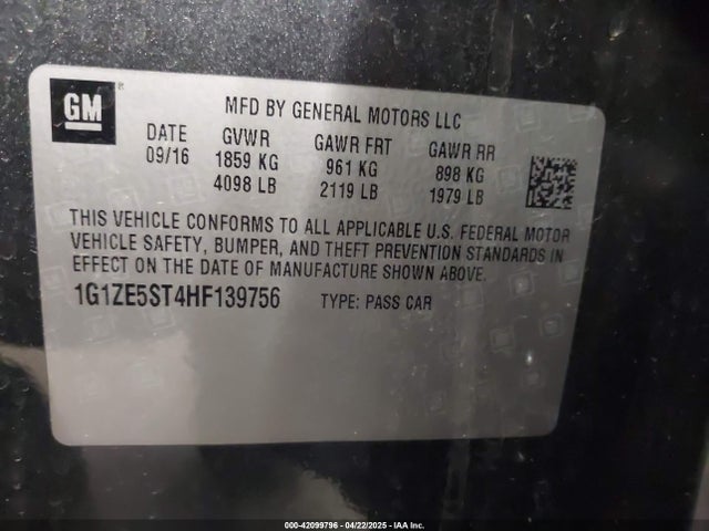 1G1ZE5ST4HF139756 Chevrolet MALIBU 1LT