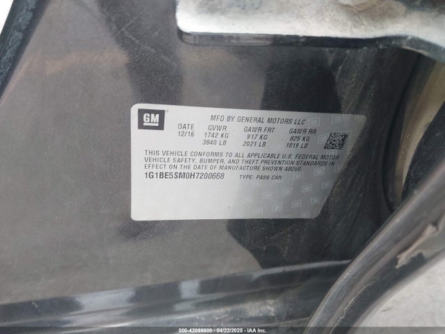 1G1BE5SM0H7200668 Chevrolet le2 -di: direct injection, vvt: variable valve timing, gen, alum