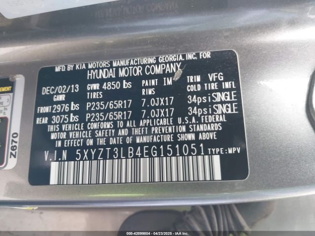 5XYZT3LB4EG151051 Hyundai Santa Fe Sport 2.4l