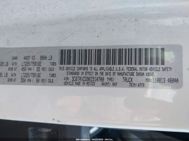 3C6TRVCG9KE510700 RAM Promaster 2500